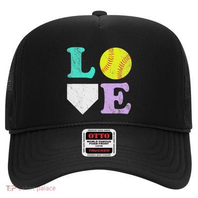 Or I Love Softball High Crown Mesh Back Trucker Hat