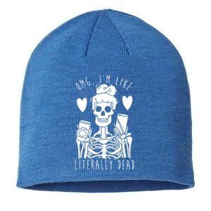 Omg Im Like Literally Dead Lazy Halloween Costume Skeleton Gift Sustainable Beanie