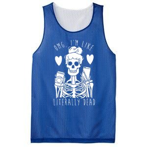 Omg Im Like Literally Dead Lazy Halloween Costume Skeleton Gift Mesh Reversible Basketball Jersey Tank