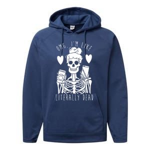 Omg Im Like Literally Dead Lazy Halloween Costume Skeleton Gift Performance Fleece Hoodie