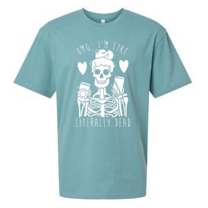 Omg Im Like Literally Dead Lazy Halloween Costume Skeleton Gift Sueded Cloud Jersey T-Shirt