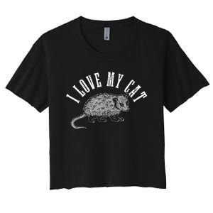 Opossum I Love My Cat Funny Opossum Women's Crop Top Tee