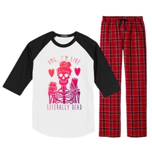 Omg Im Like Literally Dead Lazy Halloween Costume Skeleton Gift Raglan Sleeve Pajama Set