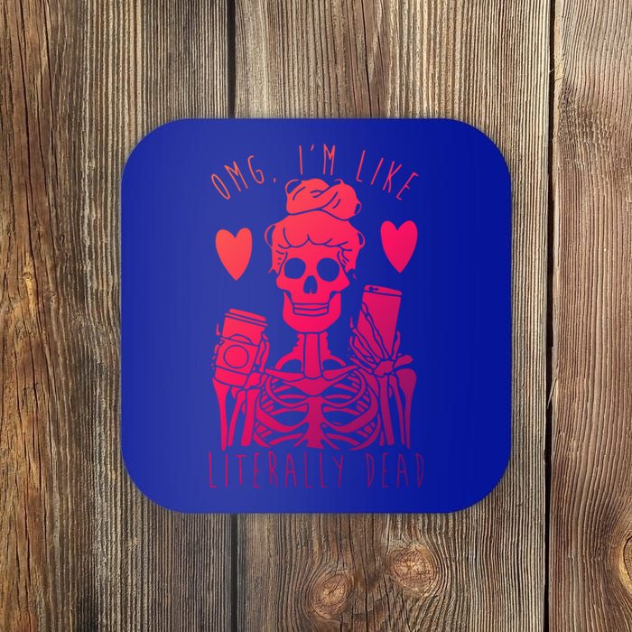 Omg Im Like Literally Dead Lazy Halloween Costume Skeleton Gift Coaster