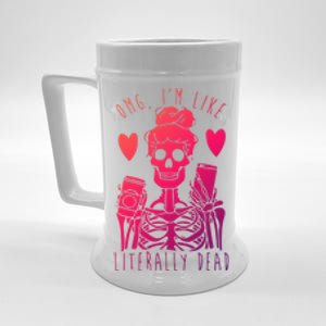 Omg Im Like Literally Dead Lazy Halloween Costume Skeleton Gift Beer Stein