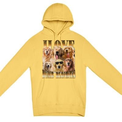 Outfit I Love Dumb Blondes Funny Meme Dog Lover Premium Pullover Hoodie