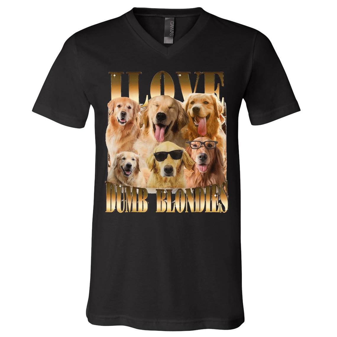 Outfit I Love Dumb Blondes Funny Meme Dog Lover V-Neck T-Shirt