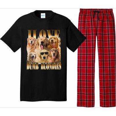 Outfit I Love Dumb Blondes Funny Meme Dog Lover Pajama Set