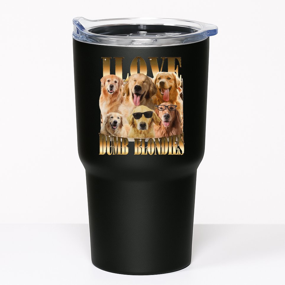 Outfit I Love Dumb Blondes Funny Meme Dog Lover Tumbler