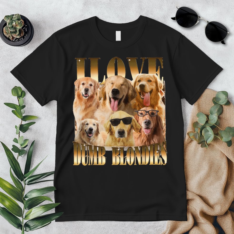 Outfit I Love Dumb Blondes Funny Meme Dog Lover Premium T-Shirt