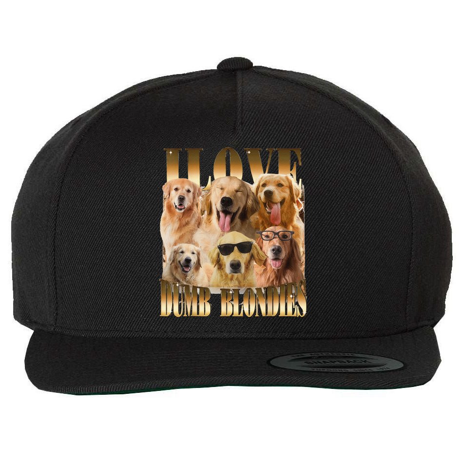 Outfit I Love Dumb Blondes Funny Meme Dog Lover Wool Snapback Cap