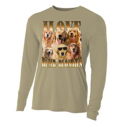 Outfit I Love Dumb Blondes Funny Meme Dog Lover Cooling Performance Long Sleeve Crew