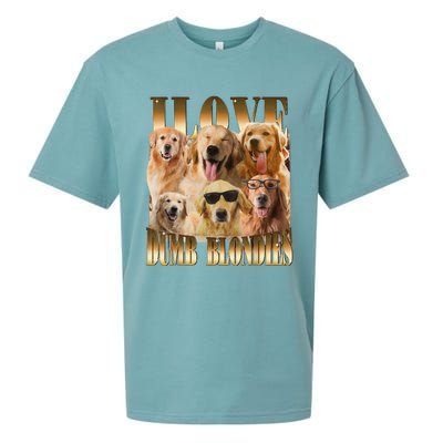 Outfit I Love Dumb Blondes Funny Meme Dog Lover Sueded Cloud Jersey T-Shirt