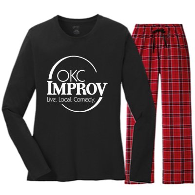 Okc Improv Live Local Comedy Women's Long Sleeve Flannel Pajama Set 