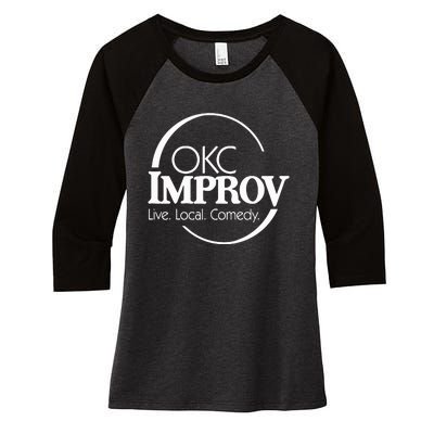 Okc Improv Live Local Comedy Women's Tri-Blend 3/4-Sleeve Raglan Shirt