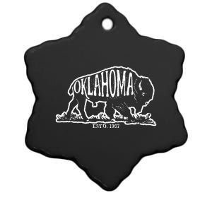 Oklahoma I Love State Arrow Bison Buffalo Ceramic Star Ornament