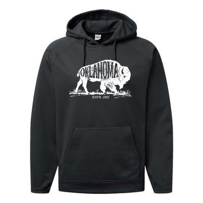 Oklahoma I Love State Arrow Bison Buffalo Performance Fleece Hoodie