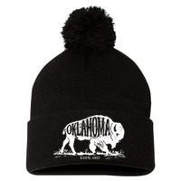 Oklahoma I Love State Arrow Bison Buffalo Pom Pom 12in Knit Beanie