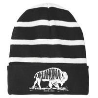 Oklahoma I Love State Arrow Bison Buffalo Striped Beanie with Solid Band