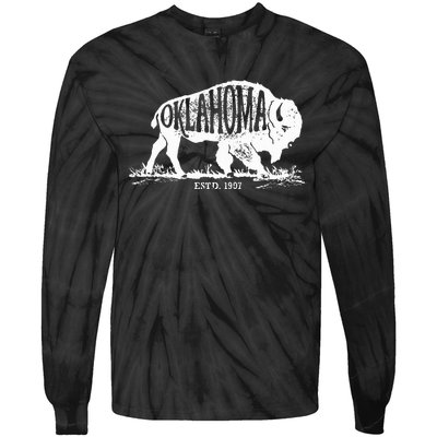 Oklahoma I Love State Arrow Bison Buffalo Tie-Dye Long Sleeve Shirt