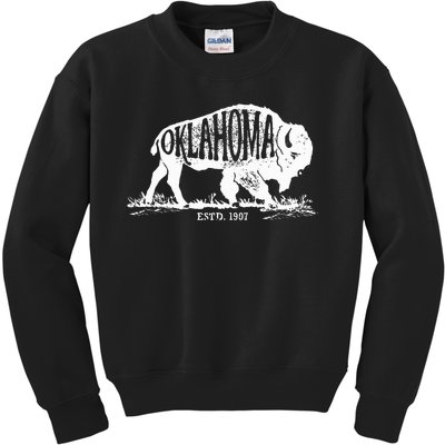 Oklahoma I Love State Arrow Bison Buffalo Kids Sweatshirt