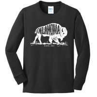 Oklahoma I Love State Arrow Bison Buffalo Kids Long Sleeve Shirt