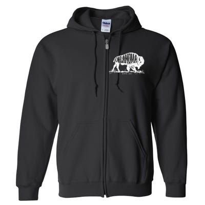 Oklahoma I Love State Arrow Bison Buffalo Full Zip Hoodie