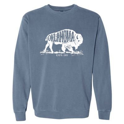 Oklahoma I Love State Arrow Bison Buffalo Garment-Dyed Sweatshirt