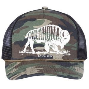 Oklahoma I Love State Arrow Bison Buffalo Retro Rope Trucker Hat Cap