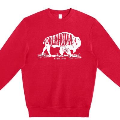 Oklahoma I Love State Arrow Bison Buffalo Premium Crewneck Sweatshirt