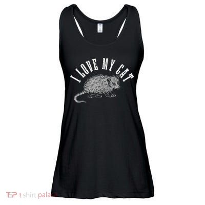 Opossum I Love My Cat Funny Opossum Ladies Essential Flowy Tank