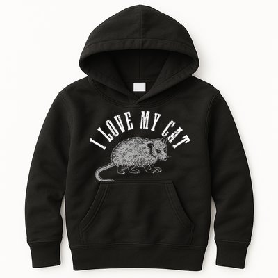 Opossum I Love My Cat Funny Opossum Kids Hoodie