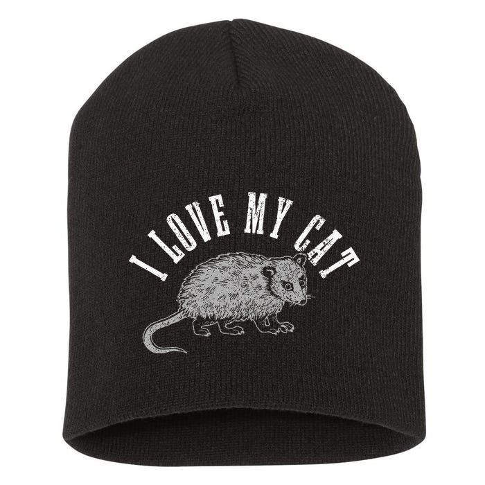 Opossum I Love My Cat Funny Opossum Short Acrylic Beanie