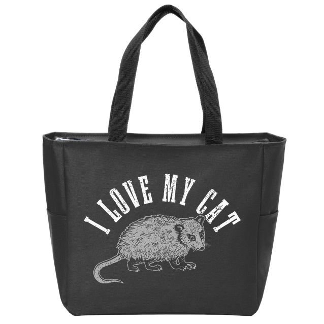 Opossum I Love My Cat Funny Opossum Zip Tote Bag
