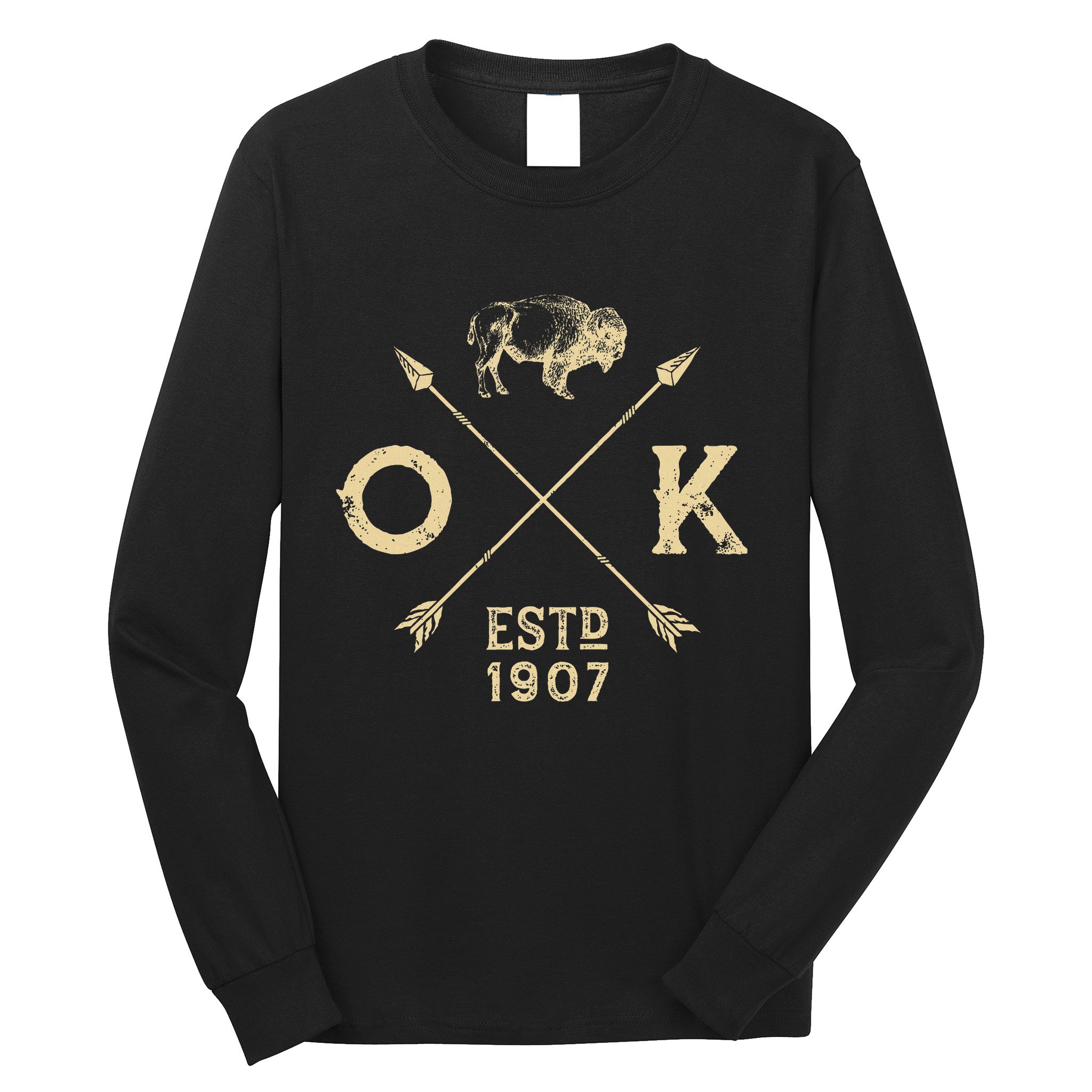 Oklahoma I Love State Arrow Bison Buffalo Long Sleeve Shirt