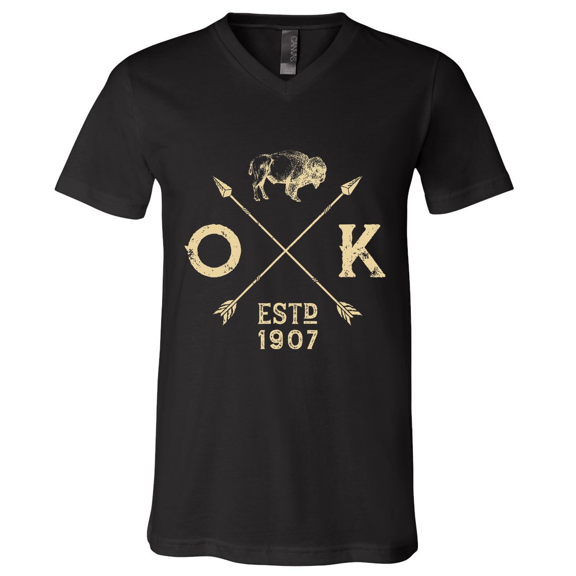Oklahoma I Love State Arrow Bison Buffalo V-Neck T-Shirt