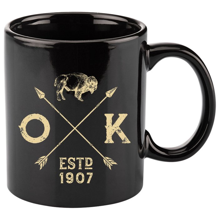 Oklahoma I Love State Arrow Bison Buffalo 11oz C Handle Ceramic Mug