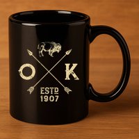 Oklahoma I Love State Arrow Bison Buffalo 11oz C Handle Ceramic Mug