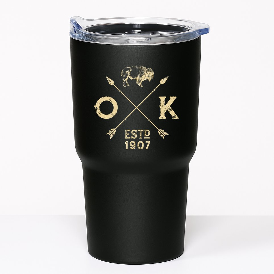 Oklahoma I Love State Arrow Bison Buffalo Tumbler
