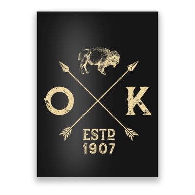 Oklahoma I Love State Arrow Bison Buffalo Poster