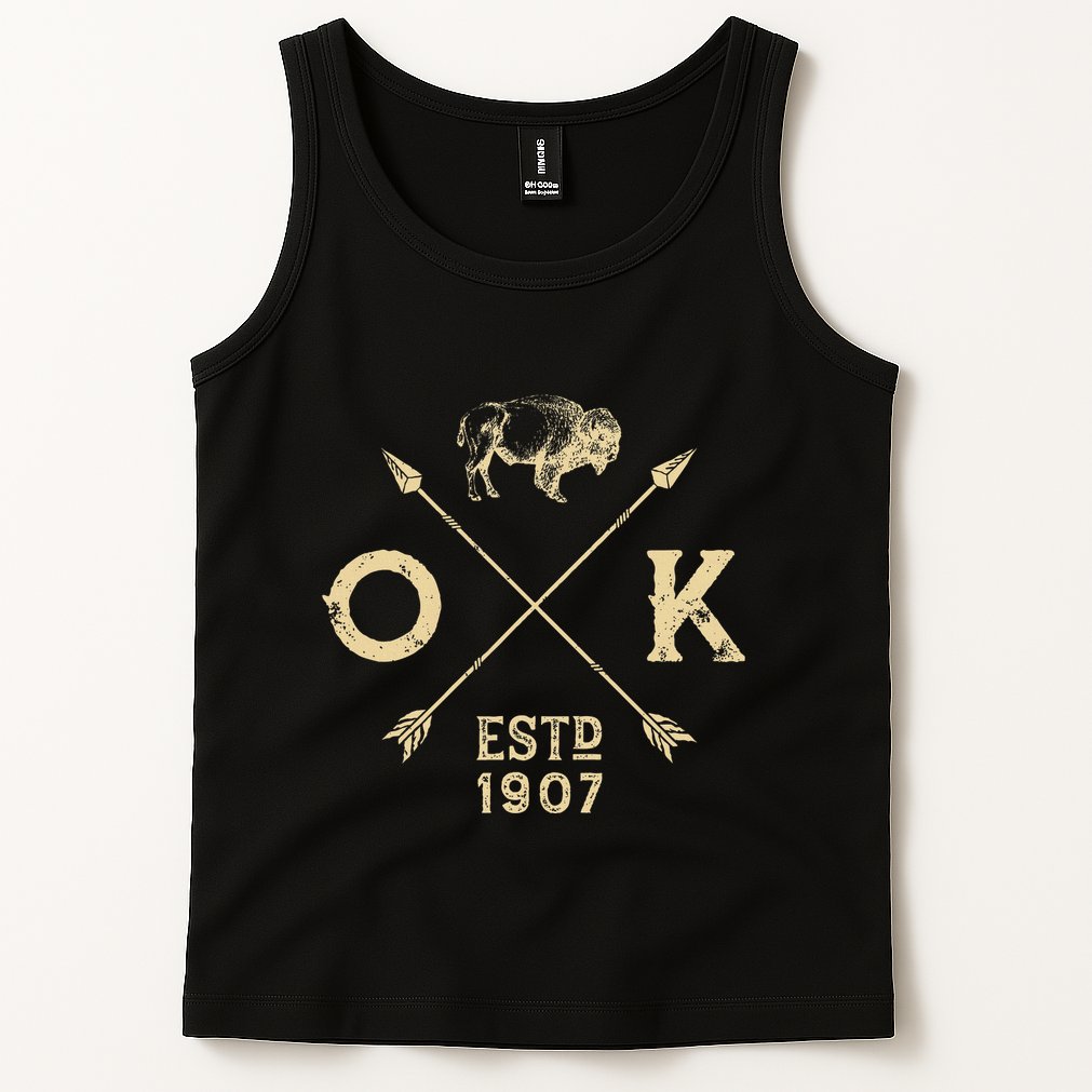 Oklahoma I Love State Arrow Bison Buffalo Tank Top