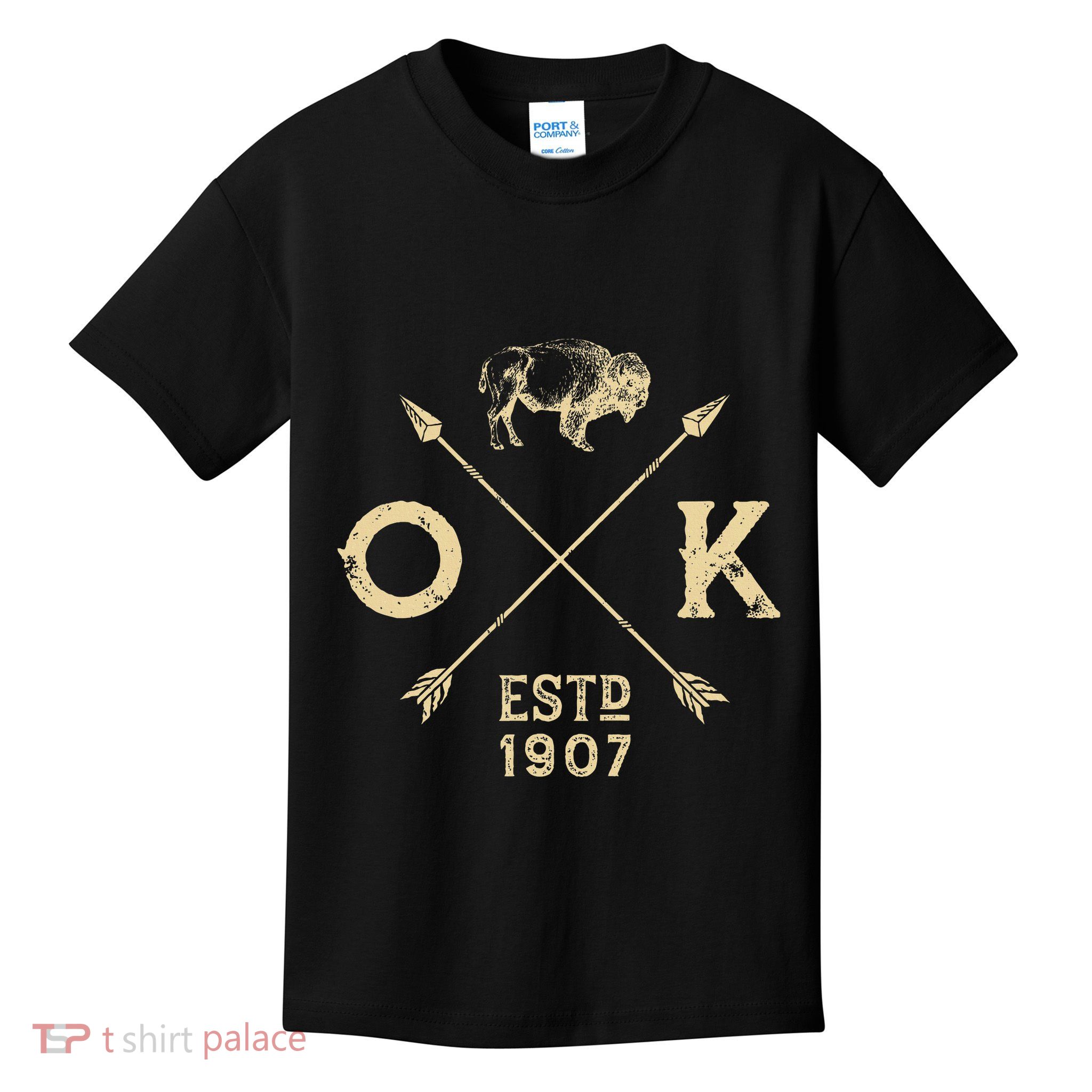 Oklahoma I Love State Arrow Bison Buffalo Kids T-Shirt
