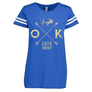 Oklahoma I Love State Arrow Bison Buffalo Enza Ladies Jersey Football T-Shirt