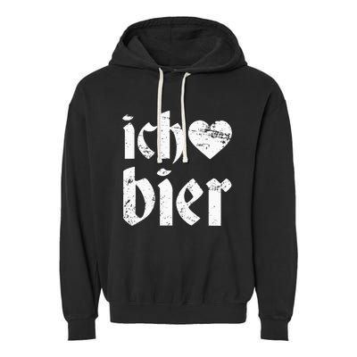 Oktoberfest I Love Beer Ich Heart Bier German Drinking Garment-Dyed Fleece Hoodie