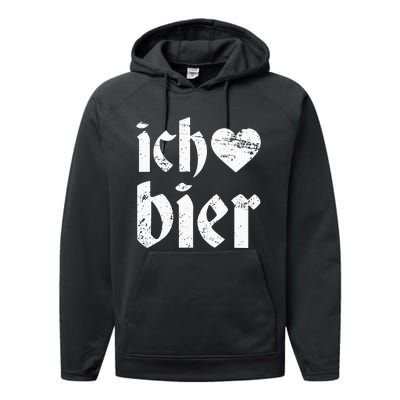 Oktoberfest I Love Beer Ich Heart Bier German Drinking Performance Fleece Hoodie