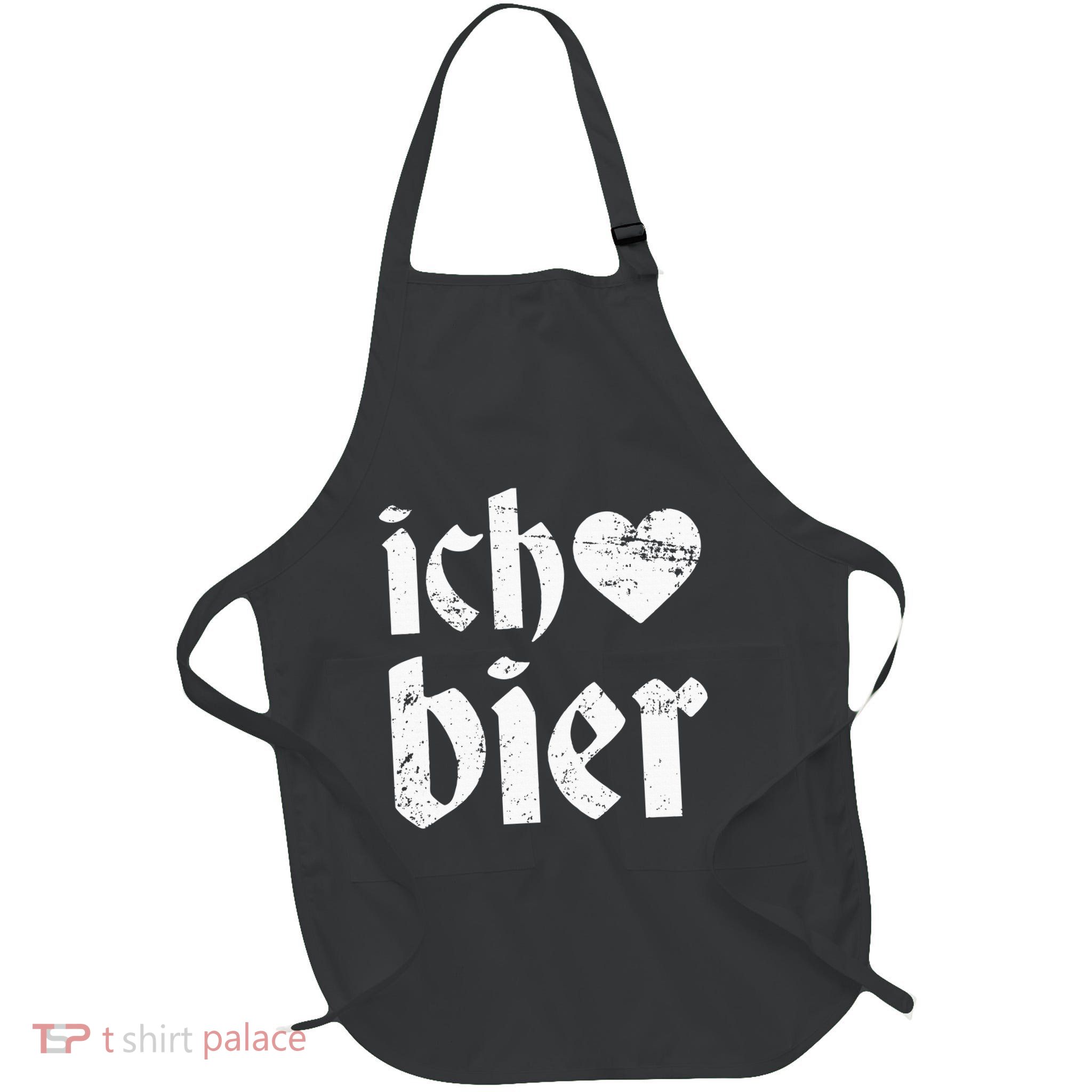 Oktoberfest I Love Beer Ich Heart Bier German Drinking Full-Length Apron With Pockets
