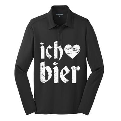 Oktoberfest I Love Beer Ich Heart Bier German Drinking Silk Touch Performance Long Sleeve Polo