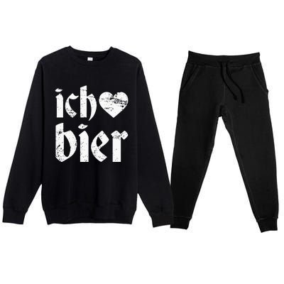 Oktoberfest I Love Beer Ich Heart Bier German Drinking Premium Crewneck Sweatsuit Set