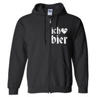 Oktoberfest I Love Beer Ich Heart Bier German Drinking Full Zip Hoodie