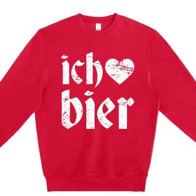 Oktoberfest I Love Beer Ich Heart Bier German Drinking Premium Crewneck Sweatshirt